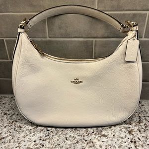 COACH F38250 Chalk Pebbled Harley East West Hobo Purse Handbag